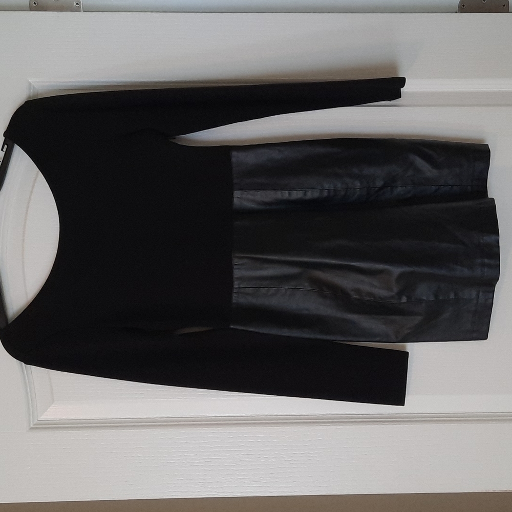 Ladies Black Dress with flex Leather Skirt